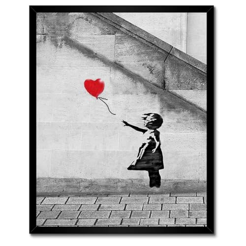 Poster fille avec un ballon cadre blanc 40x50 pour habiller un mur vide