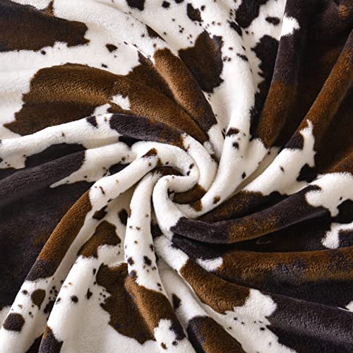 Bnuitland Brown Cow Print Blanket With Cow Storage Bag,300 Gsm Double Sided Outdoor Lap Throw,Gift Blanket For Adults And Kids,Lightweight Fuzzy Decor Blanket,Super Soft Cozy Flannel Bed Throw #TOP4