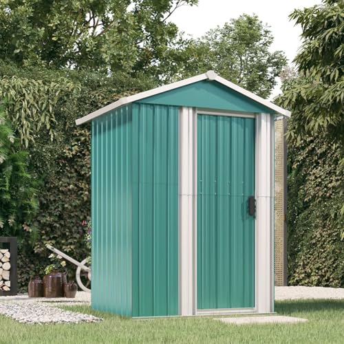 Gecheer Tool shed green 126x97.5x177 cm galvanized steel Lawn, garden Model316233