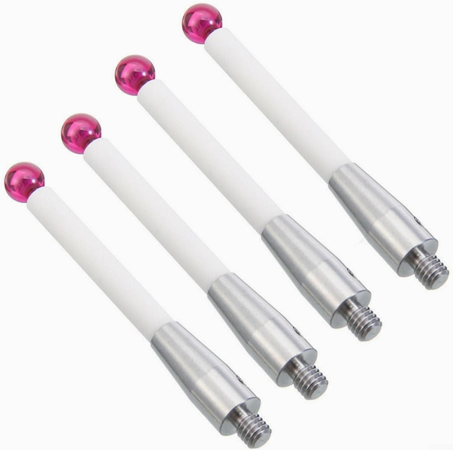 CMM Lot de 4 goupilles tactiles avec tige en céramique Ø6 mm L50 mm Bille Rubis A-5000-3709 pour compteurs de coordonnées