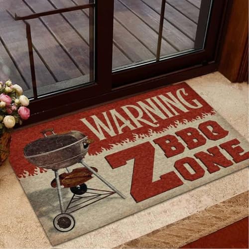 Felpudo Entrada casa Advertencia de Barbacoa: Zona de Barbacoa. Felpudo Divertido para Interiores y Exteriores.