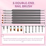 SAVILAND Nail Art Brushes Set - 6pcs Double-End Nail Art Tools Professional Nail Art Kit Dotting Tools Line Pen Painting Brushes for Gel Polish Nail Design French Manicure - Image 2