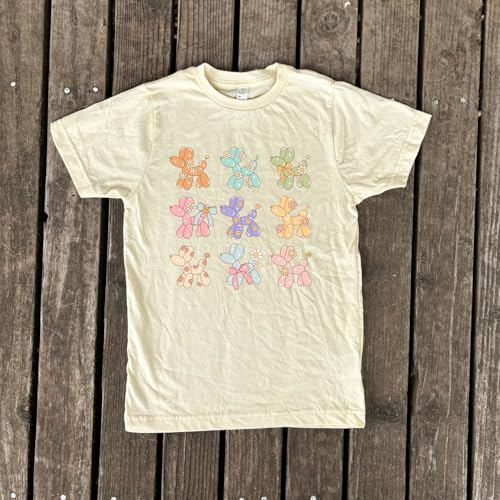 Groovy Hippie Balloon Dog Blue Beige Retro Toddler and Youth Shirt (Youth XS, Beige)2