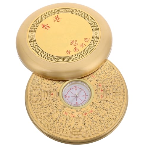 Brújula Feng Shui portátil de cobre con tapa 9.5 cm miniatura 1