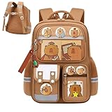 Capybara バックパック - 大容量防水漫画バッグ、多機能ラップトップ収納パック、ソフトでかわいいトラバックパック |学校キャンプパーティーハイキング屋外十代の女の子男の子の誕生日プレゼント