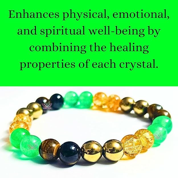 Image of Unisex Money Magnate Crystal Bracelet - Citrine, Tiger Eye, Green Aventurine, Pyrite, Healing Crystals Stone Multi Beads Bracelet, for Wealth, Confidence, Good Luck, and Protection