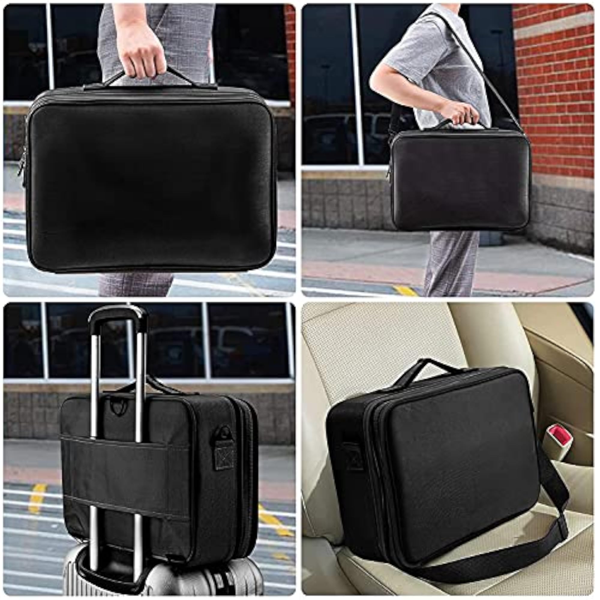 Large Makeup Bag, 3 Layers Professional Storage