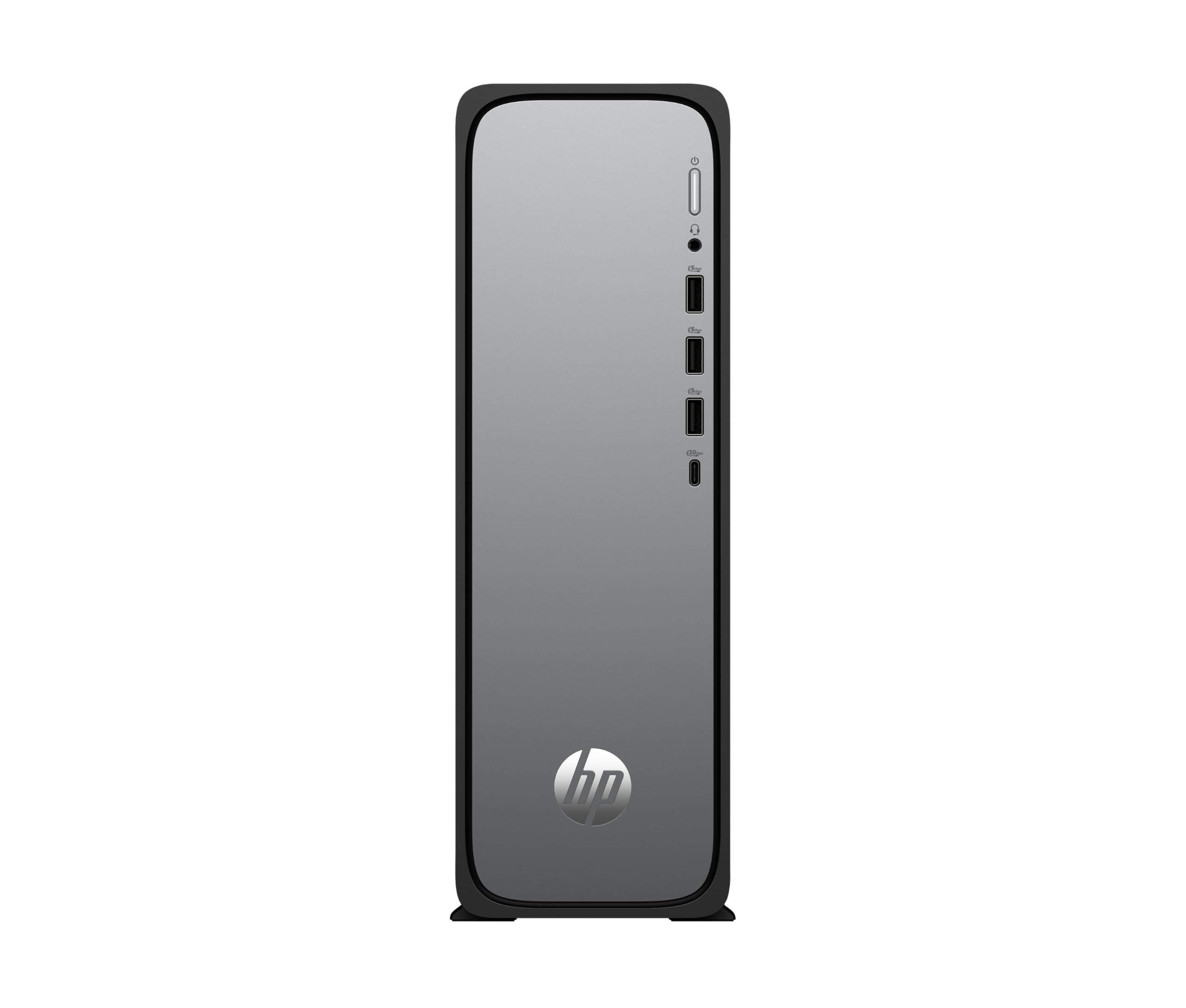 HP OmniDesk Slim Desktop S03-0230ng, processore Intel 300, 8 GB DDR5 RAM, SSD PCIe Gen4 da 512 GB, Intel UHD Graphics 710, Windows 11 Home, Wi-Fi 6, USB Type-C, Meteor Silver/Jack Black