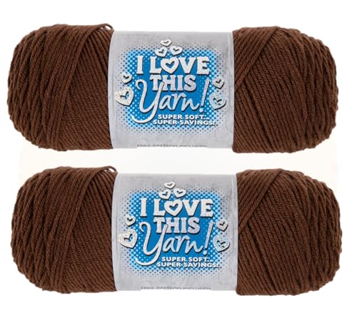 Hobby Lobby I Love This Yarn - 4 Medium 100% Acrylic Yarn for Crocheting & Knitting Blankets Hats & Accessories Set of 2 160 Brown