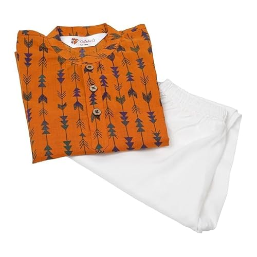 Gilehri's Printed Cotton Kids Kurta Pyjama for Boys | Kurta Paija...