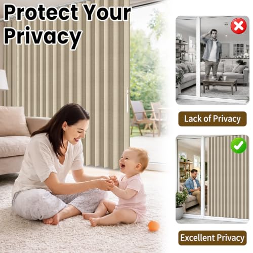 Image of AJAZZ Blackout Accordion Door Curtain 1 Panel 98 inchx78 inch Cream Yellow - Magnetic Folding Room Divider, No-Drill Sliding Patio Closet