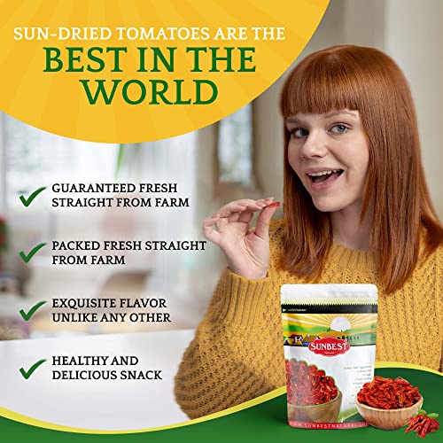 Sunbest Natural - Julienned Sun Dried Tomatoes, Ready-To-Eat Tomatoes Fresh Mix, Sun Dried Tomato For Cooking And Snacking, Non-Gmo And Kosher Vegan Food Packs, Vegan Gifts In Resealable Bag, 5 Lbs #TOP1