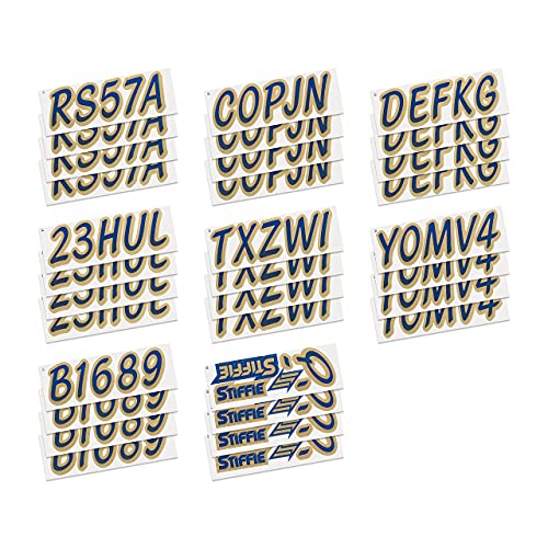 Image of STIFFIE Whipline Navy /Metallic Gold 3 inch Boat & PWC Registration Decals • Numbers Letters Stickers