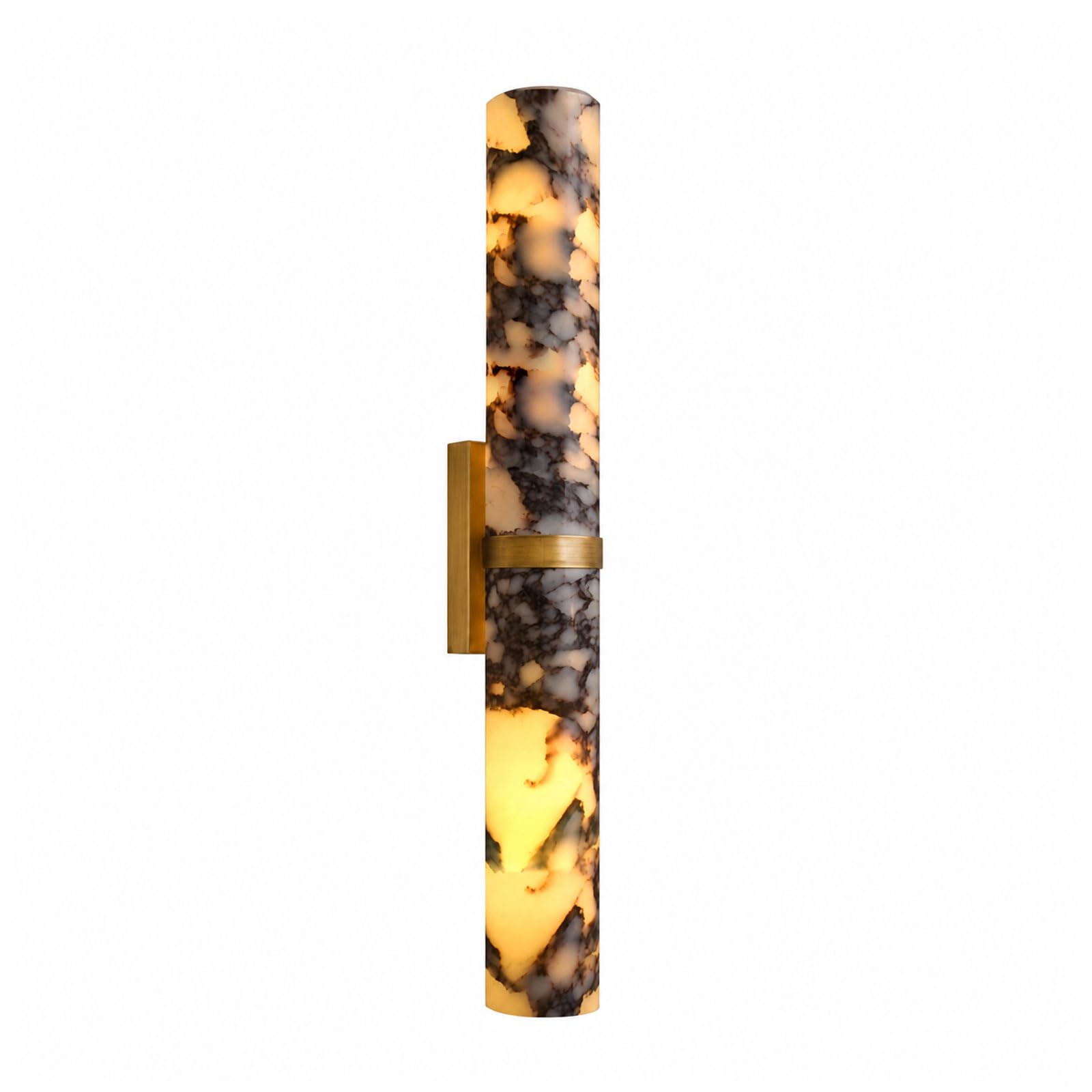 IOEDHW Cylindrical Marble Wall Sconce Slim Vertical Natural Stone Wall Lamp