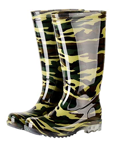 FENIKUSU Men's Waterproof Rain Boots Camouflage Antiskid Mid-top Garden Kitchen Shoes Rubber Water Shoes