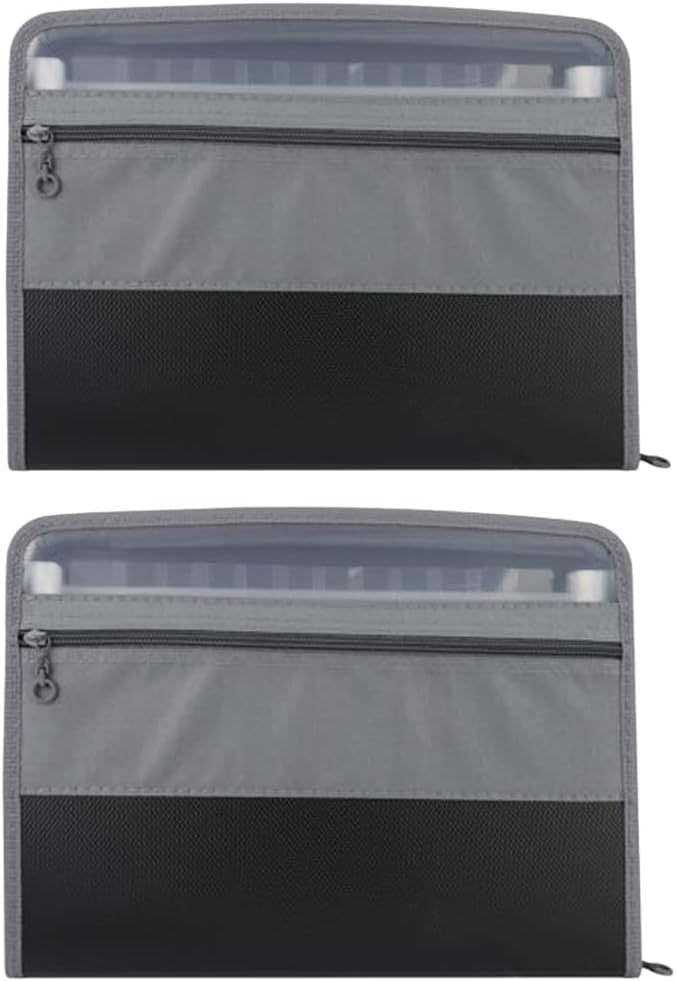 Magik 1-2 13-Pocket Accordion Document Organizer Expanding File Folder Sticky Label (2 Pack, Black)
