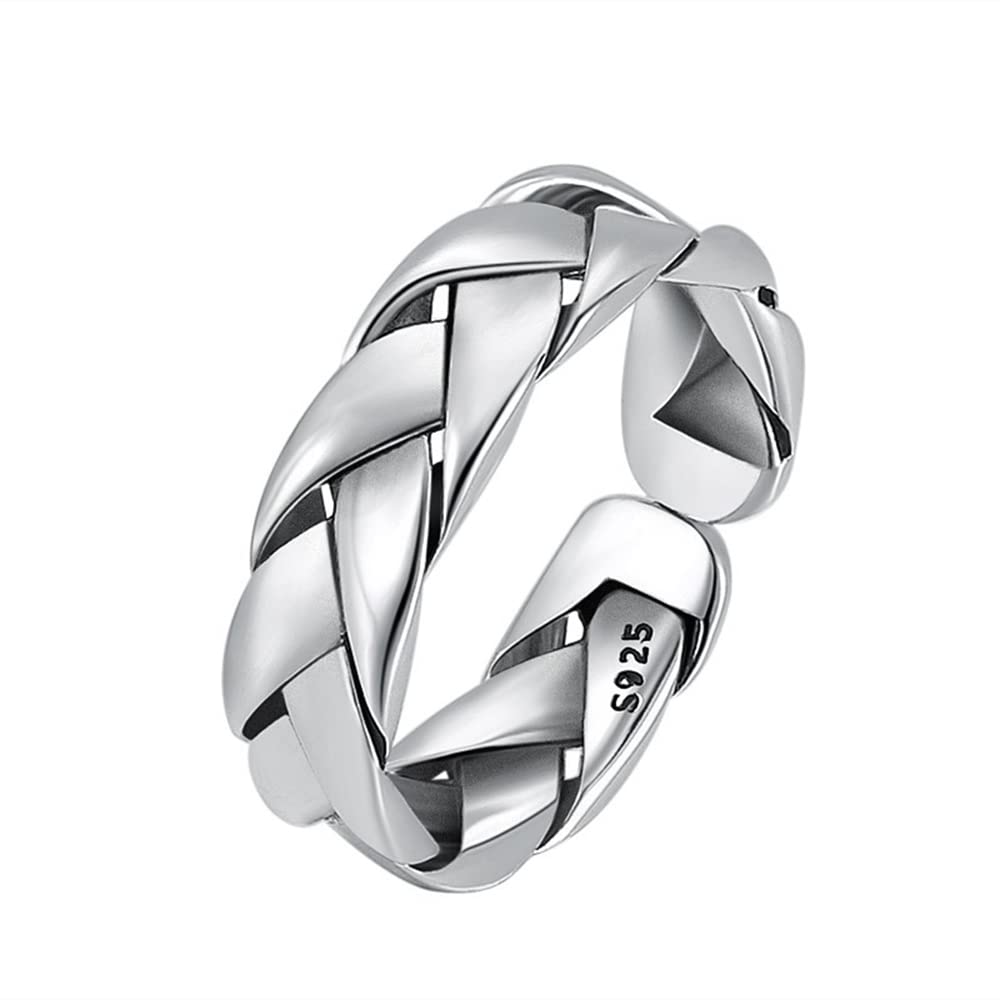 HHRFCS Keltischer Knotenring S925 Silber Mode Persönlichkeit Helles Gesicht Trend Offene Herren- und Damenringe