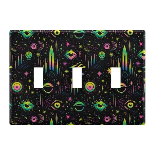Light Switch Cover Eyes Mandala Wall Plates for Electrical Outlets 3 Gang 202a8662