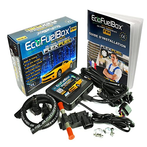 ECOFUELBOX® Pro+ Kit Ethanol E85, Boitier Ethanol E85 4 Cylindre avec CAPTEUR DE Carburant pour Voitures/Motos: Jaguar, Audi, Renault, Citroen, Peugeut, BMW, Ford, Mercedes (Connecteurs Bosch EV1)