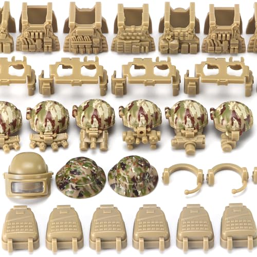 Image of Military Weapon Pack Building Blocks Toy Set Gear Kit for Army Men Figure | Desert Camouflage Combat Suit Tactical Equipment Accessories Piece for Kids Ages 4+