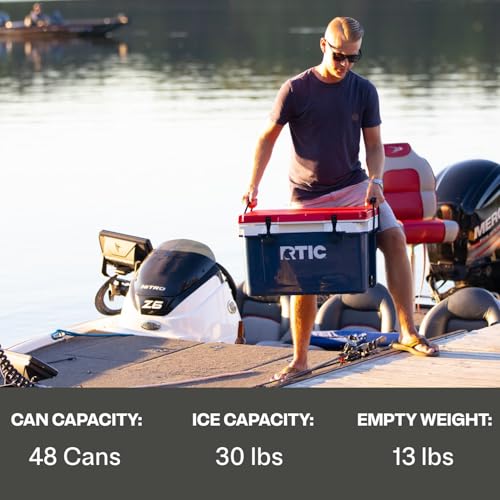Image of RTIC 32 QT Ultra-Light Hard Cooler | Portable Hard Ice Chest Box for Beach, Drinks, Camping, Picnic, Fishing, Boat, Barbecue, 30% Lighter Than Rotomolded