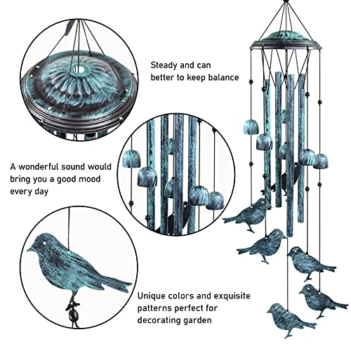 Monsiter QE Bird Wind Chimes for Outside, Outdoors Wind Chimes with 4 Large Aluminum Tubes & S Hook - Outdoor Clearance Hanging Decor for Garden, Patio, Backyard or Porch - Image 4