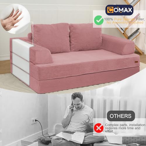 Image of COMAX Convertible Futon Sofa Bed, 59 inch Folding Boneless Loveseat Small Couch