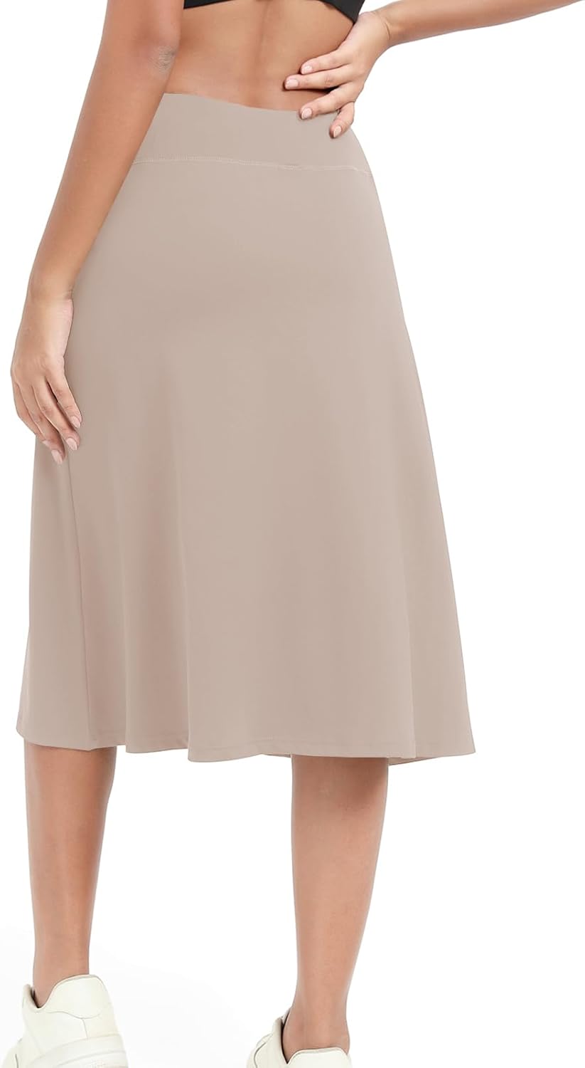 Women 28" Midi Long Skorts,Knee Length Skorts Swim Skirts with Arc-Saped Pocket