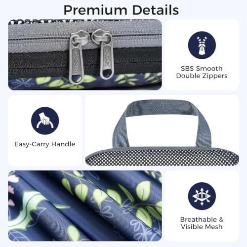 Image of BAGAIL 4 Set /6 Set /8 Set Compression Packing Cubes Travel Accessories Expandable Packing Organizers (Half Mesh, 6-Navy Leaf)