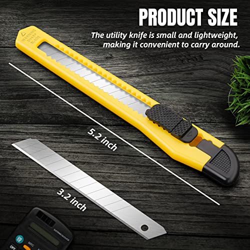Image of 24-Pack Retractable Box Cutter | 9mm Snap-Off Blades with Lightweight Design | Carton /Plastic Opener for Home & Office | Exacto Knife Box Opener