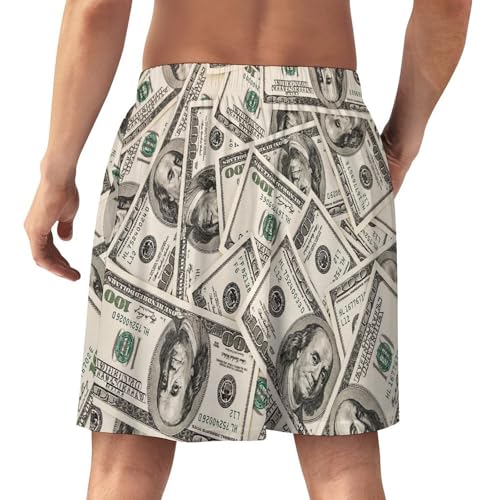 Money American Hundred Dollar Bills Men's Satin Pajama Boxer Shorts Silk Feeling Lounge Sleep Underwear3