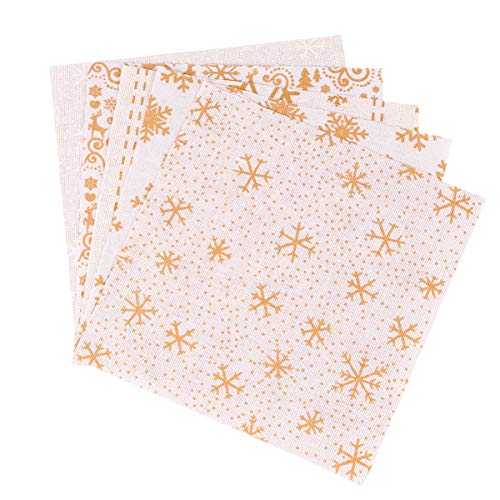 HEALLILY 10Pcs Paquetes de Tela de Algodón de Navidad Coser Tela Cuadrada Patchwork Copo de Nieve Cuarto de Paquete Trozos de Tela Precortada para Navidad Costura de Bricolaje Acolchado