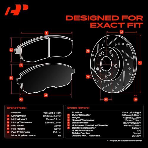 Image of A-Premium 11.81 inch (300mm) Front Brake Rotors & Ceramic Pads Kit, 6-Pack