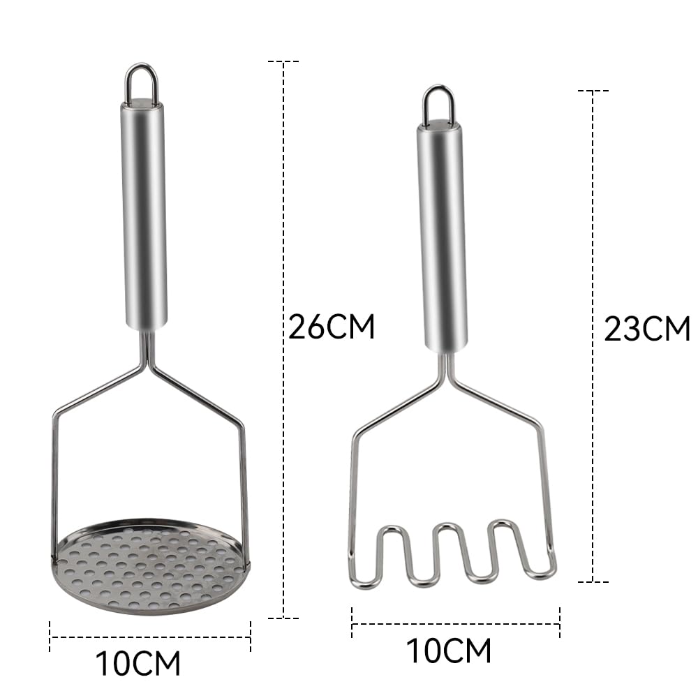 2 Aplastador De Patatas, machacador de patatas，aplasta patatas，de acero inoxidable, diseño manual, adecuado para puré de patatas y legumbres