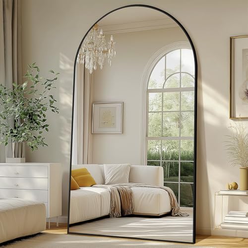 MirrMuse Oversized Arched Full Length Mirror with Stand 82X44 Black