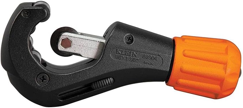 Klein Tools 88904 Professional Tube Cutter, 4-Roller Tracking System, Accurate Cutting for HVAC, Reaming Tool, Includes Extra Cutting Wheel
