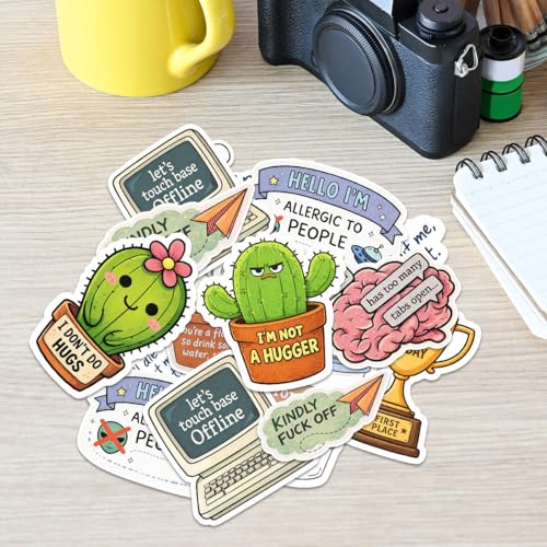 12 PCS Funny Sarcastic Meme Stickers, Cute Aesthetic Retro Vinyl Waterproof Sticker Pack for Teens Adults Girls Students, Laptop Water Bottle Phone Skateboard Guitar Helmet Computer Journal Stickers