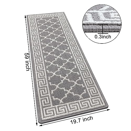SHACOS Hallway Runner Rug 50x150 cm Non Slip Grey Narrow Hall Runner Rug Kitchen Washable Carpet Runner for Hallway Kitchen Entryway Laundry Room - Image 3