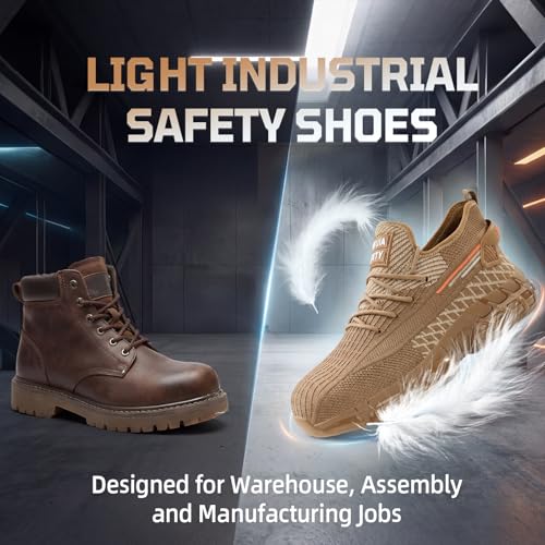 Image of Steel Toe Work Shoes for Men Lightweight Safety Shoes with Puncture Resistant Sole Comfortable Construction Industrial Work Shoe for Warehouse