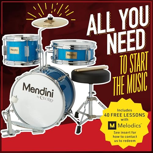 Image of Mendini By Cecilio 13 Inch Drum Set, 3-Piece Junior Drum Set - Sky Blue