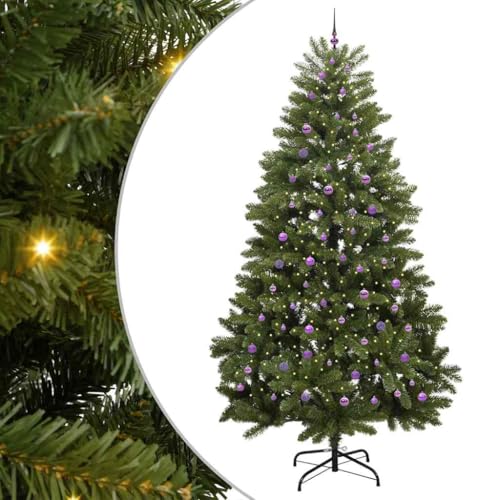 vidaXL Árbol de Navidad Artificial Verde 300 cm PVC y Metal, Árbol de Navidad Minimalista, Iluminado LED, Decoraciones de Temporada, Estilo para Interiores