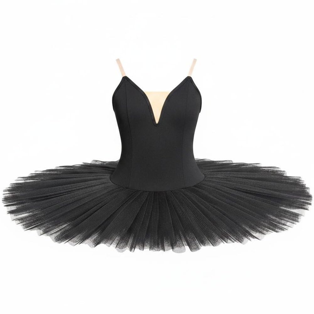 Sslvya Ballet Leotard for Women Platter Tutu Swan Lake Costume Dance Leotard Pancake Tulle Tutu Ballet Practice Dress