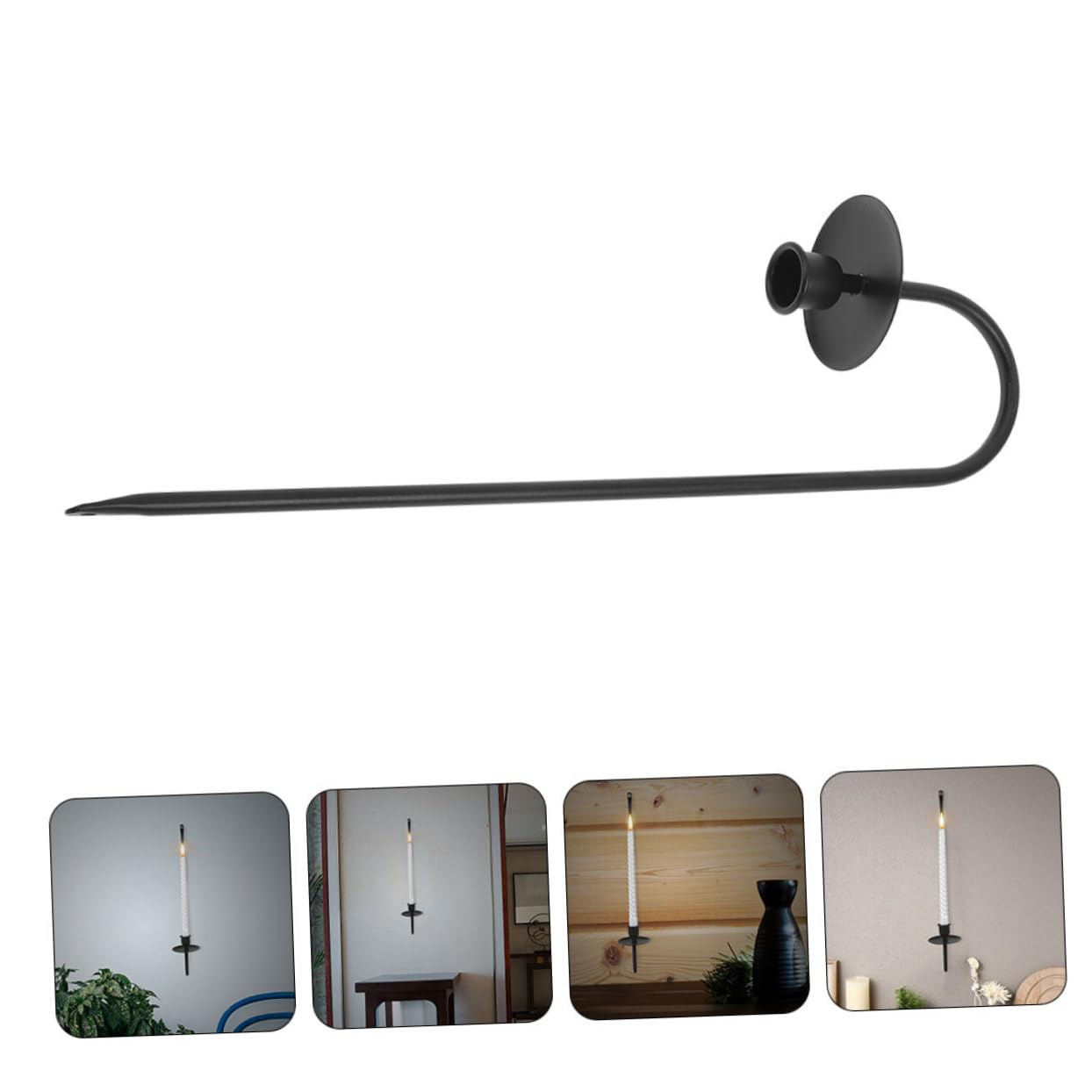 Hemobllo 4 Stück Teiliges Metall Wandkerzenhalter Modernes Design Wandmontage Kerzenständer Schwarz Langlebig Robust für Wohnzimmer Esszimmer Hochzeit Tischdeko