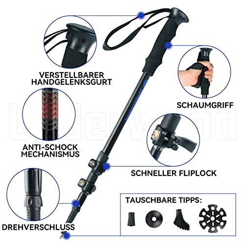 teleskopverstellbar von 105-135 cm - Detailansicht von Underwood Nordic Stöcke Teleskop 2er Set – Dealfoxx.de
