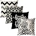 Fundas de Cojines Modernas Juego de 4, BESTZY Geométrico Modernas Funda de Cojines, Cojines Decorativa para Sofá, Cama Hogar, Coche, Interior, Exterior Fundas Cojines 45x45 cm(Blanco, Negro)