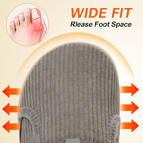 Image of Spesoul Wide Womens Slippers Adjustable House Shoes Indoor Outdoor Barefoot Slippers Cozy Walking Shoe Swollen Edema Diabetic Shoes