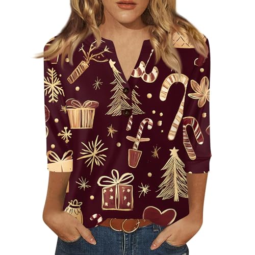 Generisch Weihnachts Oberteile Damen Blous Weihnachtsoberteile für...