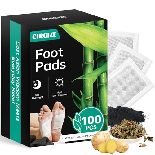 CIRGIZE 100-Count Foot Pads Bamboo Vinegar & Ginger Foot Pads for Sleep Support Overnight Foot Care | Natural Foot Spa for Daily Wellness | Self-Care Gift for Family & Loved Ones