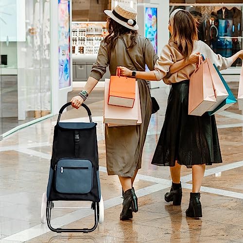 Allyson® Einkaufstrolley klappbar, Einkaufswagen mit 45L Kapazität und Abnehmbarer Tasche,...