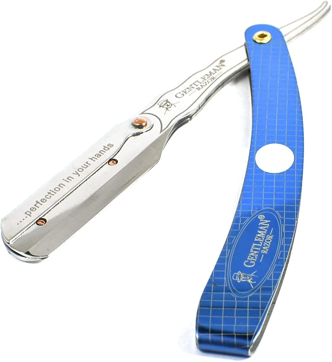 GENTLEMAN PREMIUM BLUE WHALE RT SHOP Gentleman Razor Stainless Steel Straight Edge Barber Razor For Men Well Balanced Sliding Style Weight Blue Color(FREE Blade Inside) 1
